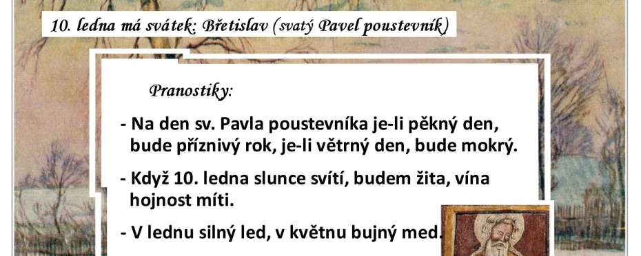 Pranostiky na den 10. 1.