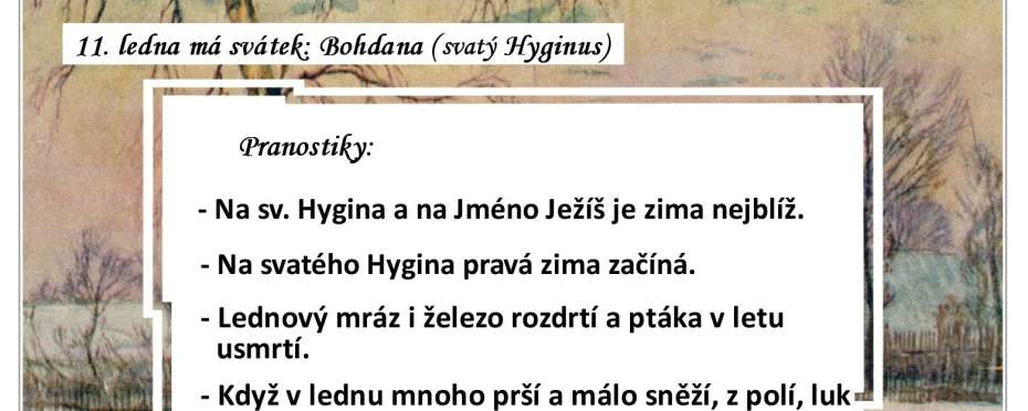 Pranostiky na den 11. 1.