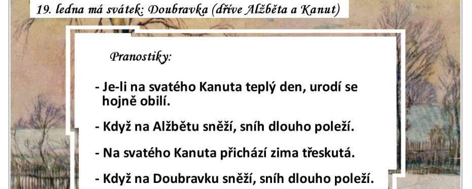 Pranostiky na den 19. 1.