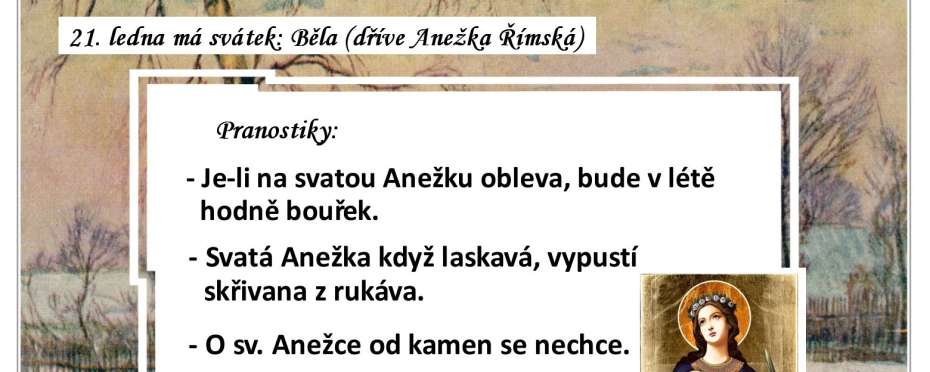 Pranostiky na den 21. 1.