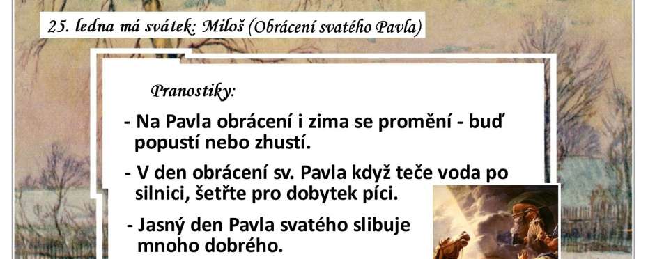 Pranostiky na den 25. 1.