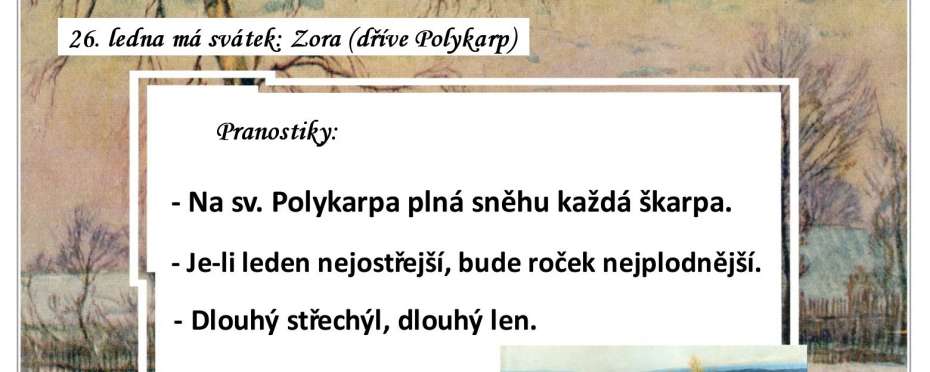 Pranostiky na den 26. 1.