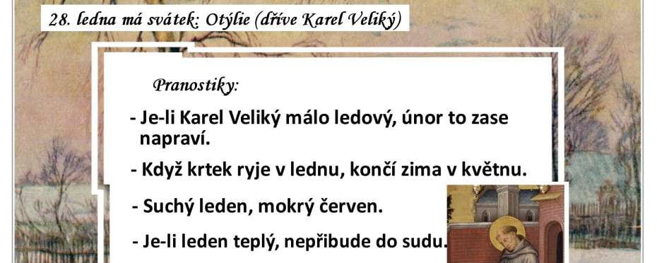 Pranostiky na den 28. 1.