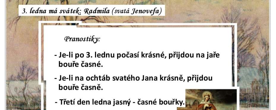 Pranostiky na den 3. 1.