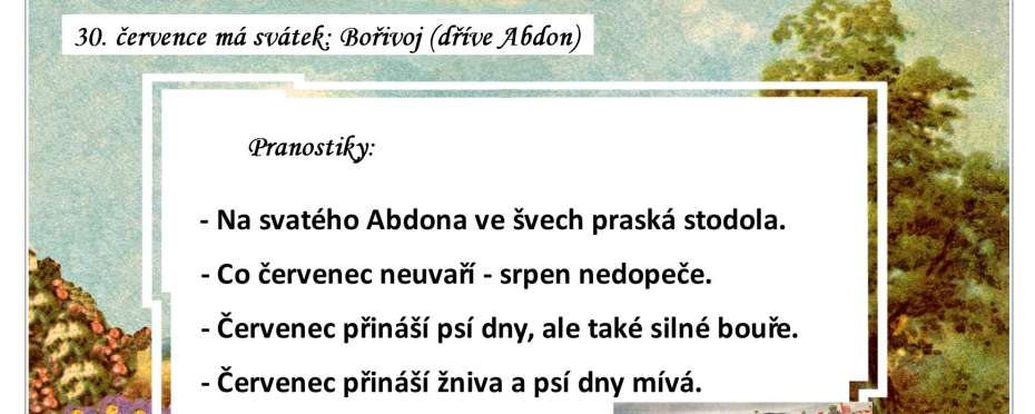 Pranostiky na den 30. 7.